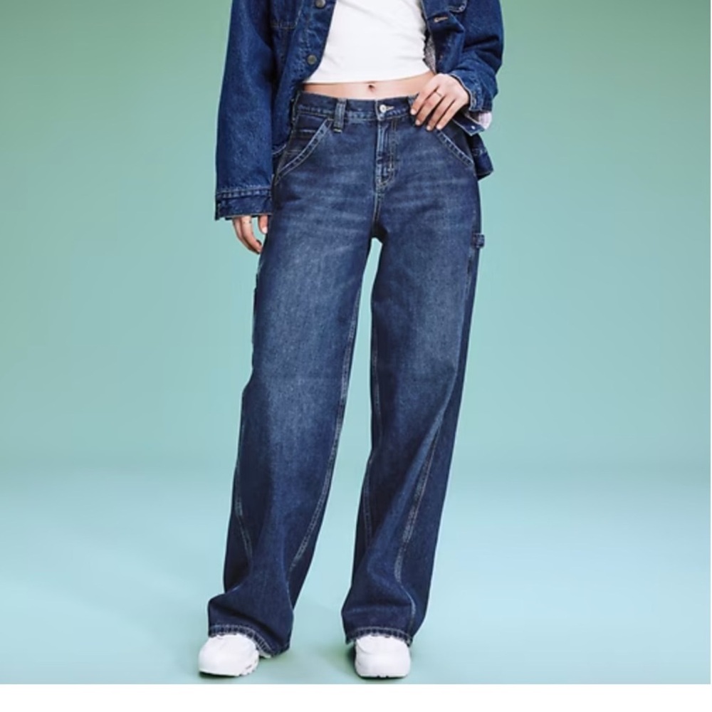 Old Navy Painter’s Pants Reissue Carpenter Jeans Wide Leg Medium Wash Size 6